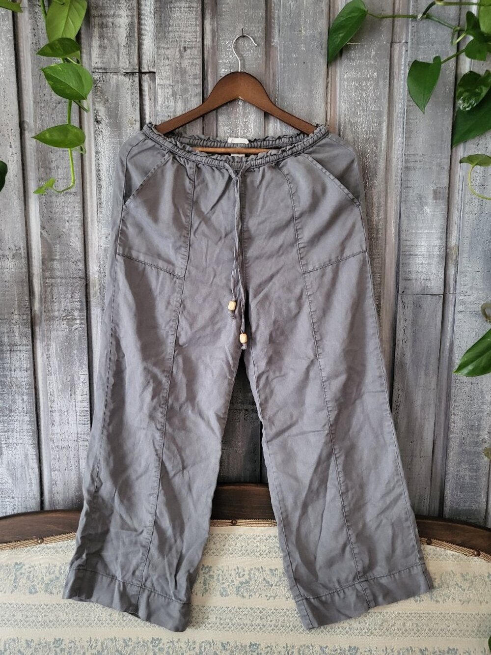 Joie 100% Lyocell Charcoal Gray Wide Leg Boho Pants Size Small